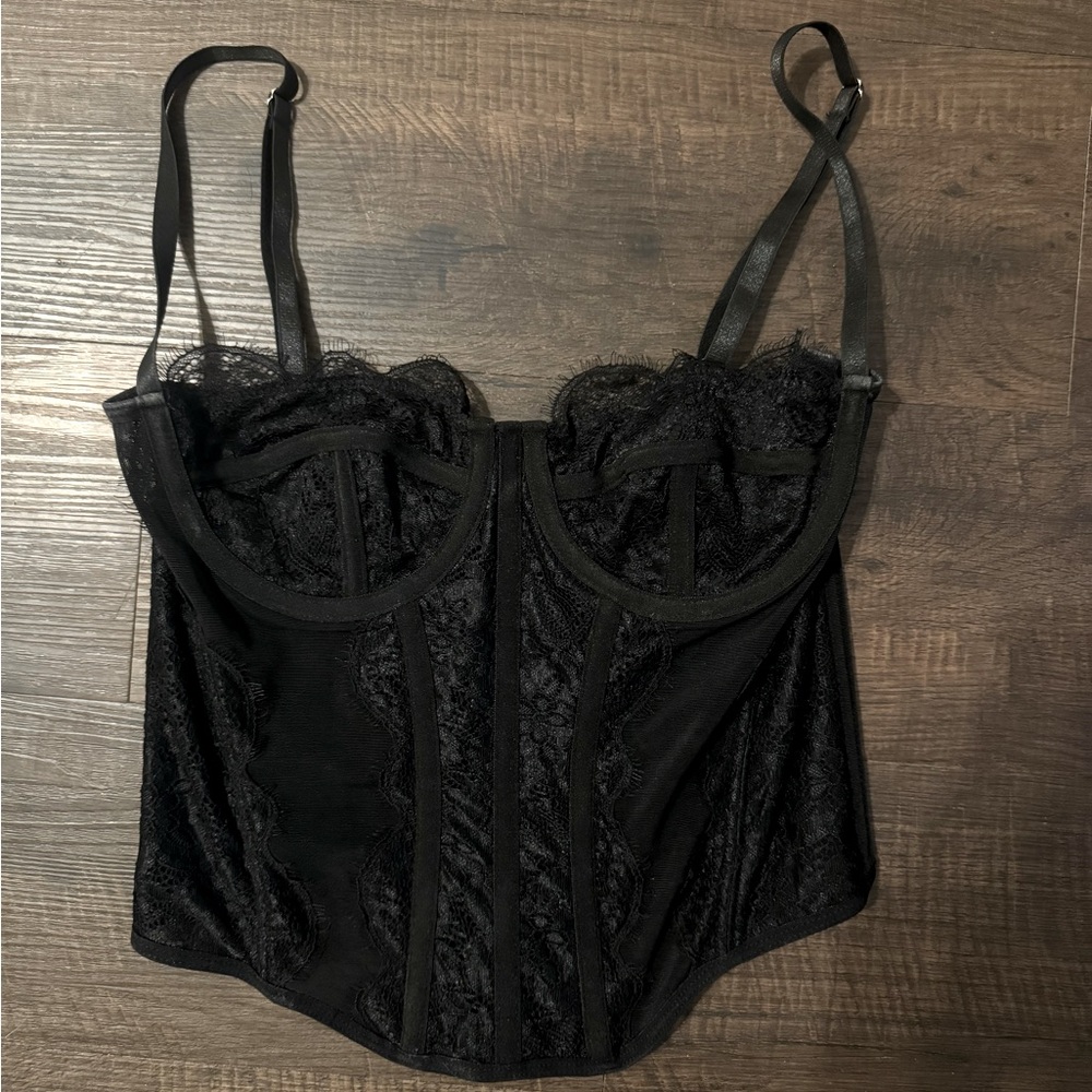 Black Lace Corset Top - Size Small